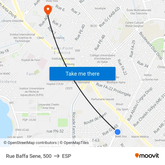 Rue Baffa Sene, 500 to ESP map