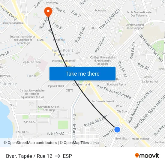 Bvar. Tapée / Rue 12 to ESP map