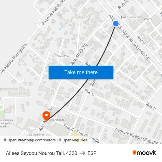 Allees Seydou Nourou Tall, 4320 to ESP map
