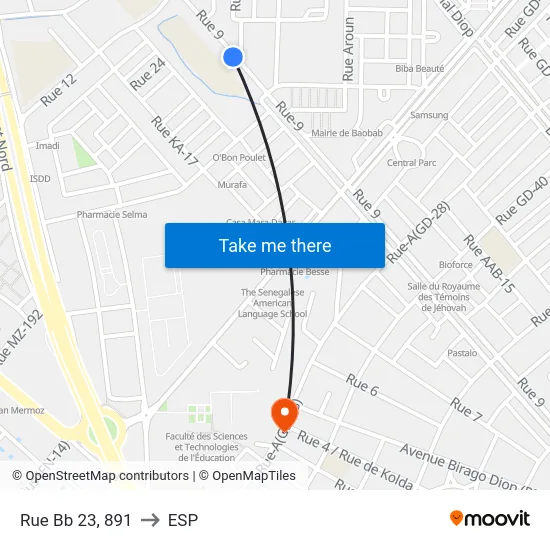 Rue Bb 23, 891 to ESP map