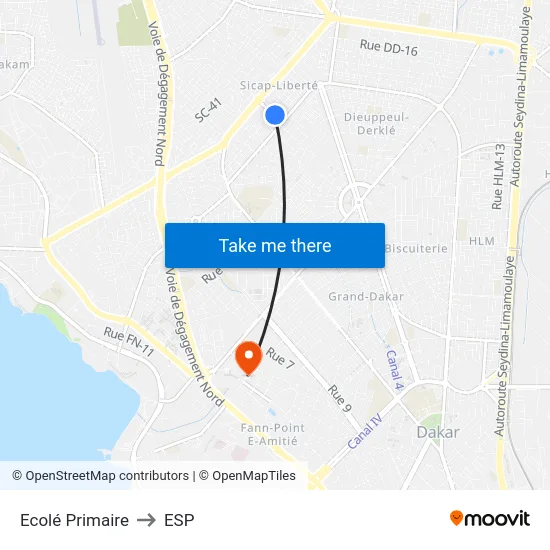 Ecolé Primaire to ESP map