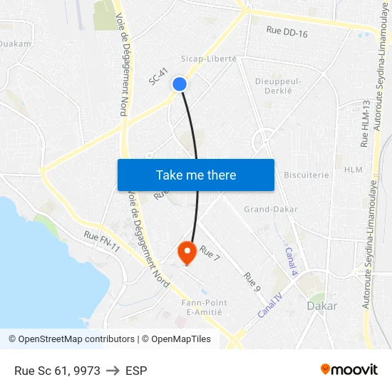 Rue Sc 61, 9973 to ESP map