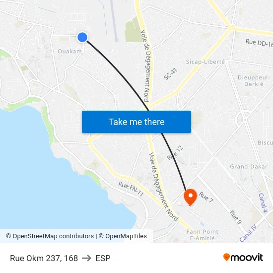 Rue Okm 237, 168 to ESP map