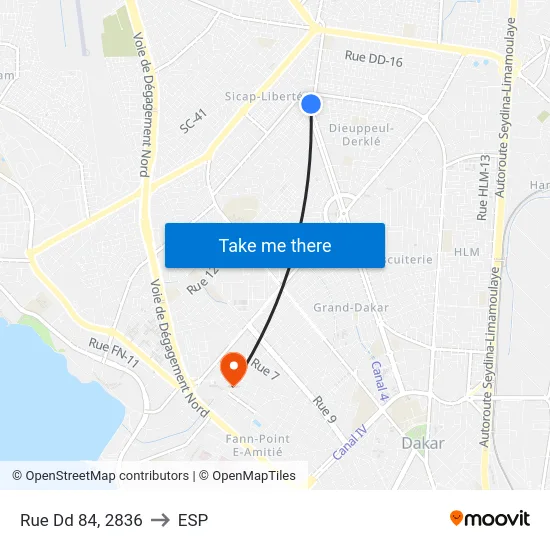 Rue Dd 84, 2836 to ESP map