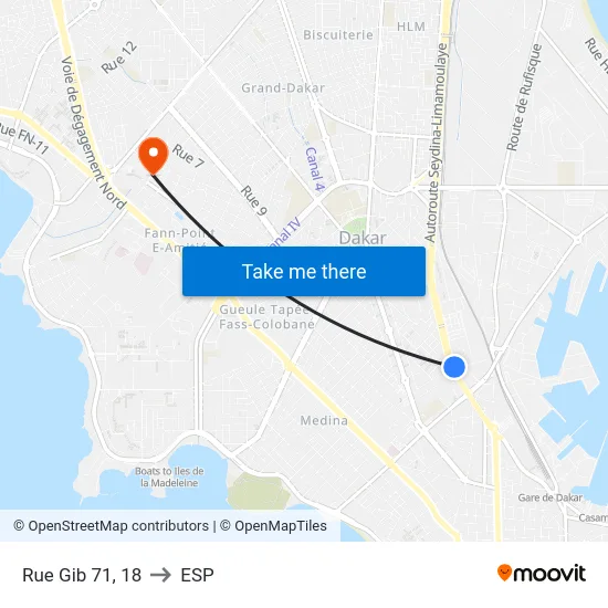 Rue Gib 71, 18 to ESP map
