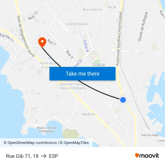 Rue Gib 71, 18 to ESP map