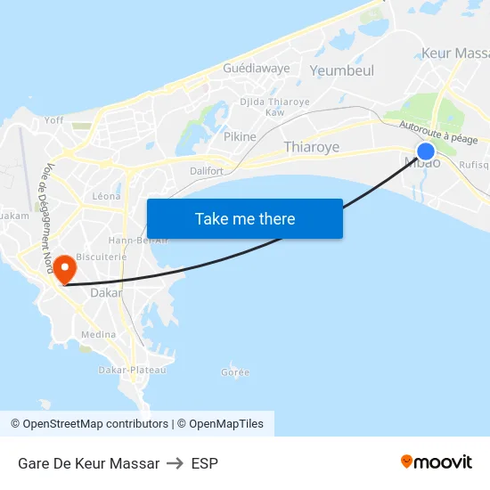 Gare De Keur Massar to ESP map