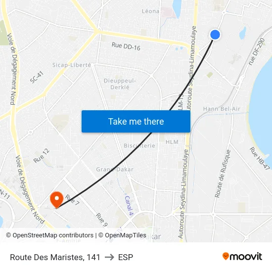 Route Des Maristes, 141 to ESP map