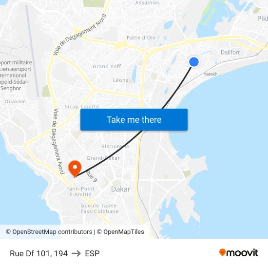 Rue Df 101, 194 to ESP map