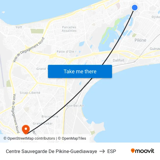 Centre Sauvegarde De Pikine-Guediawaye to ESP map