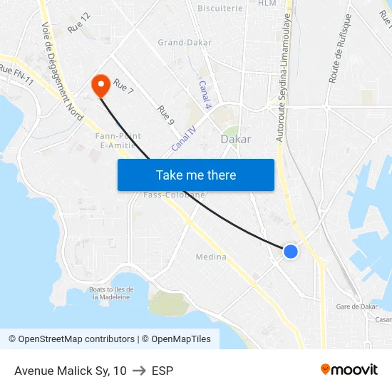 Avenue Malick Sy, 10 to ESP map