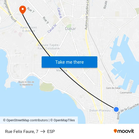 Rue Felix Faure, 7 to ESP map