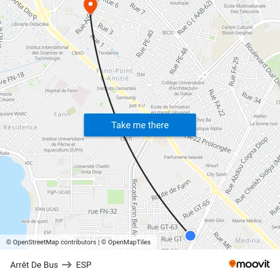 Arrêt De Bus to ESP map