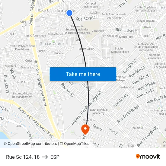 Rue Sc 124, 18 to ESP map