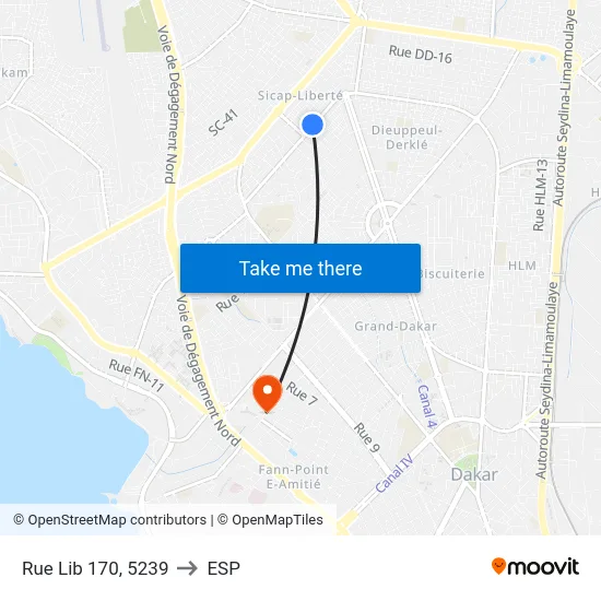 Rue Lib 170, 5239 to ESP map