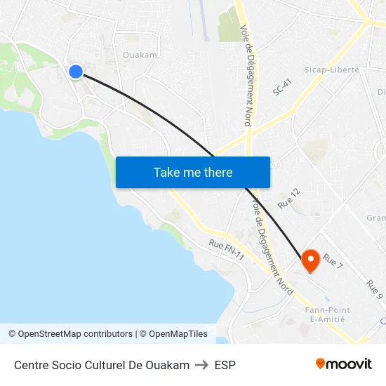 Centre Socio Culturel De Ouakam to ESP map