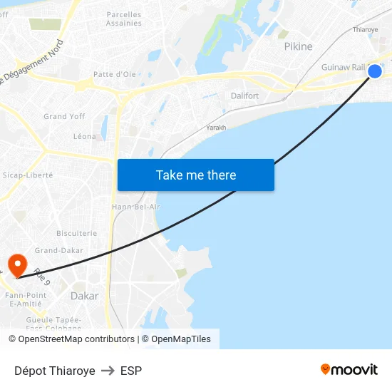 Dépot Thiaroye to ESP map