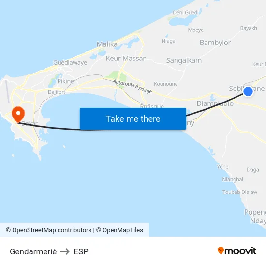 Gendarmerié to ESP map