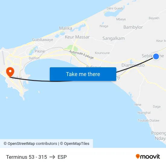 Terminus 53 - 315 to ESP map