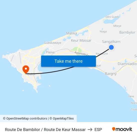 Route De Bambilor / Route De Keur Massar to ESP map