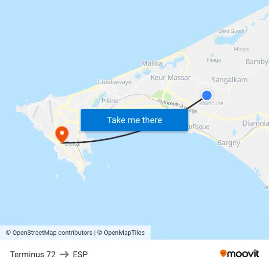 Terminus 72 to ESP map
