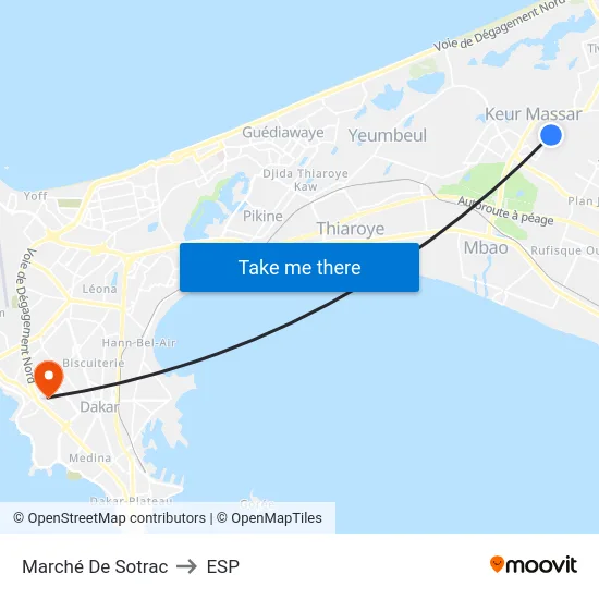 Marché De Sotrac to ESP map