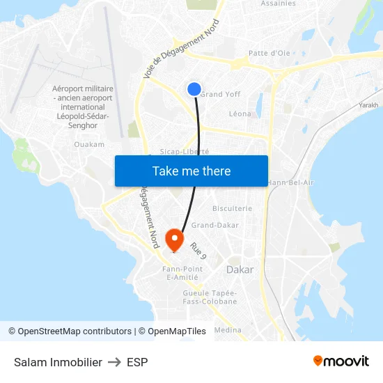 Salam Inmobilier to ESP map