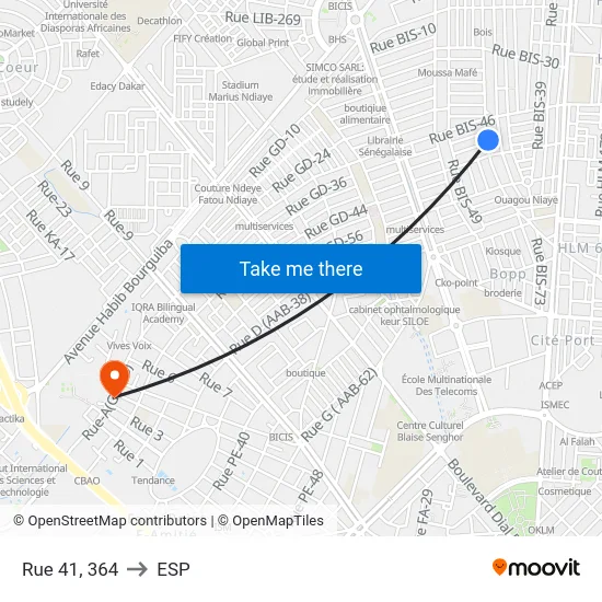 Rue 41, 364 to ESP map