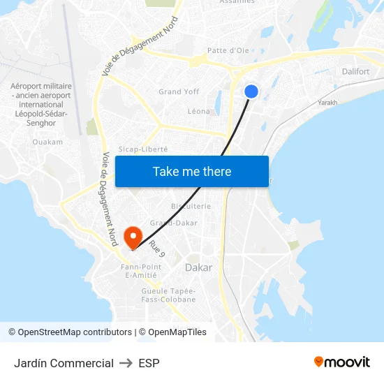 Jardín Commercial to ESP map