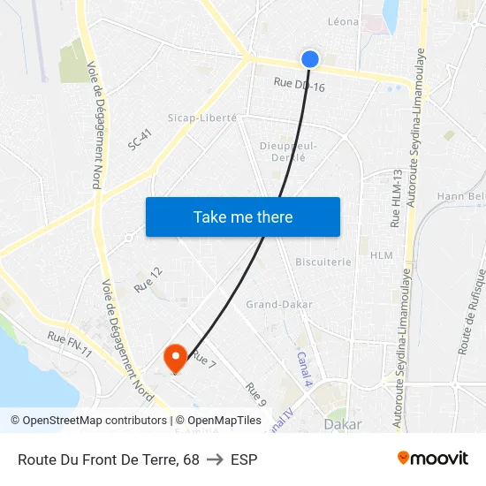 Route Du Front De Terre, 68 to ESP map