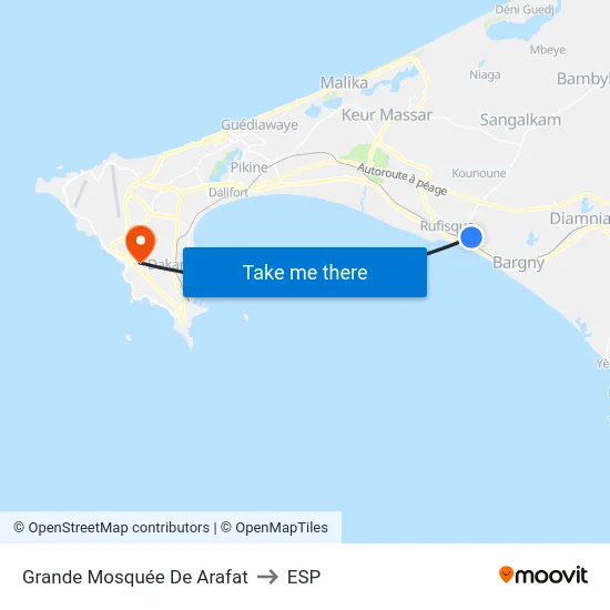 Grande Mosquée De Arafat to ESP map