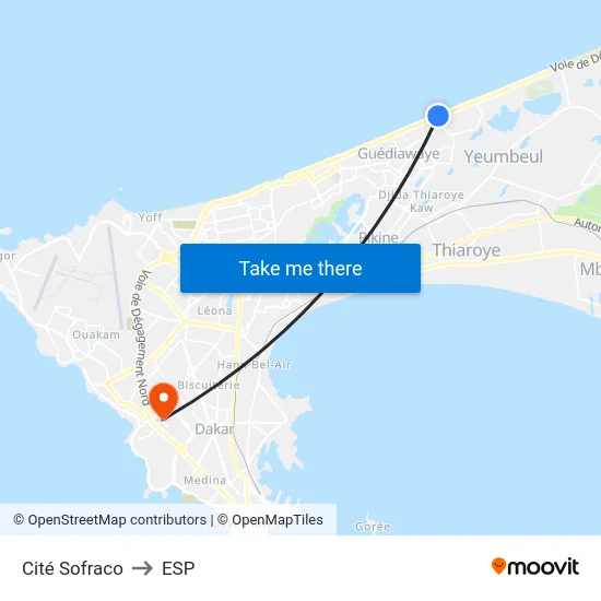 Cité Sofraco to ESP map