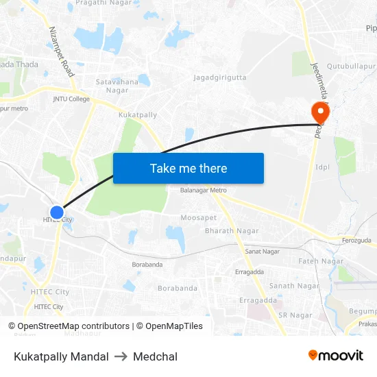 Kukatpally Mandal to Medchal map