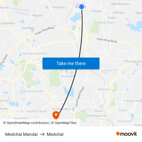 Medchal Mandal to Medchal map
