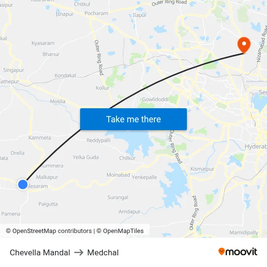 Chevella Mandal to Medchal map