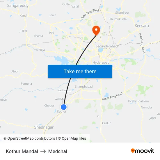 Kothur Mandal to Medchal map