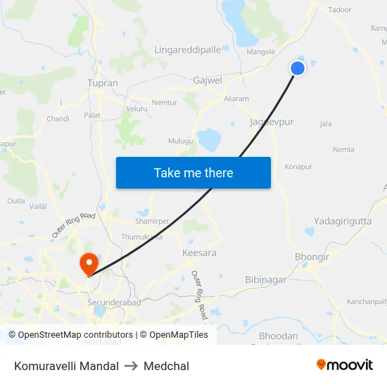 Komuravelli Mandal to Medchal map