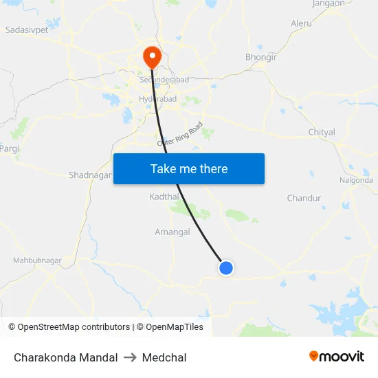 Charakonda Mandal to Medchal map