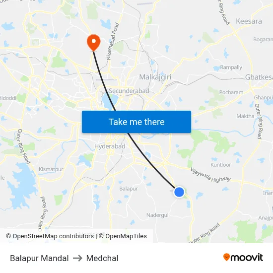 Balapur Mandal to Medchal map