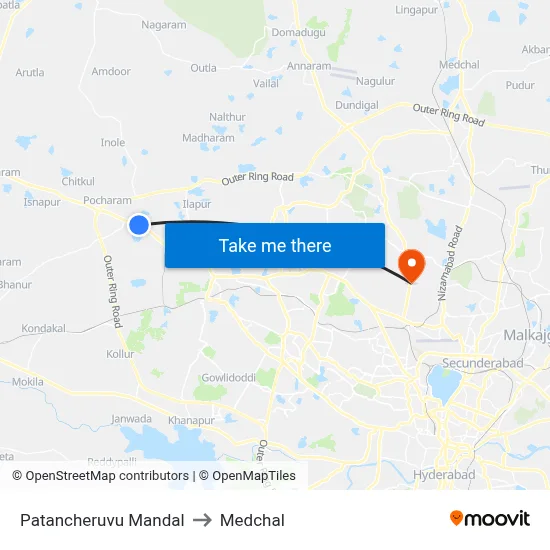 Patancheruvu Mandal to Medchal map