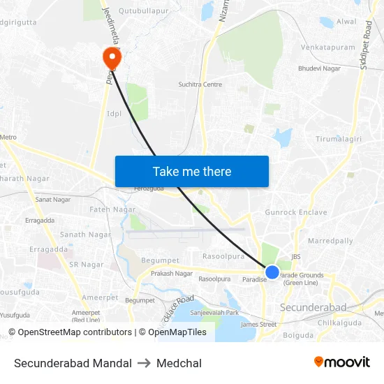 Secunderabad Mandal to Medchal map