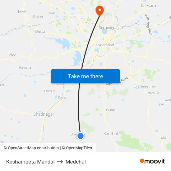 Keshampeta Mandal to Medchal map