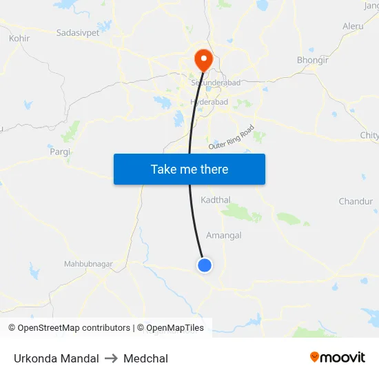 Urkonda Mandal to Medchal map