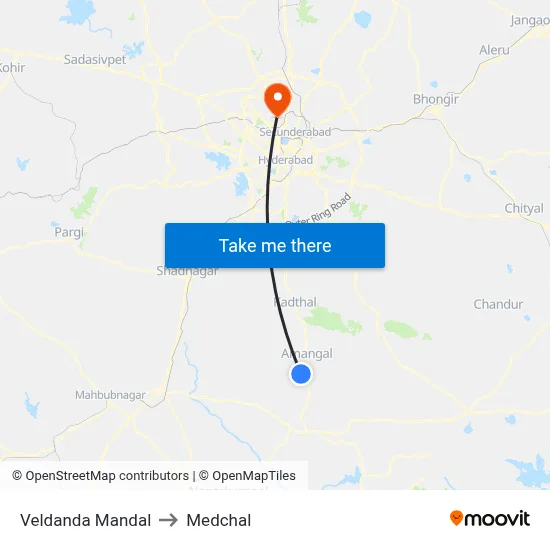 Veldanda Mandal to Medchal map