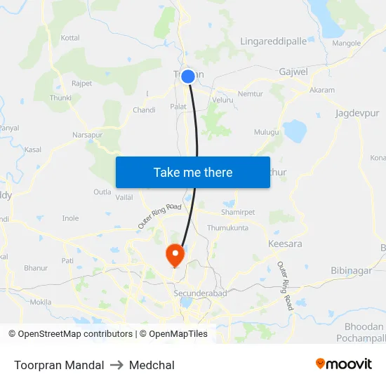 Toorpran Mandal to Medchal map