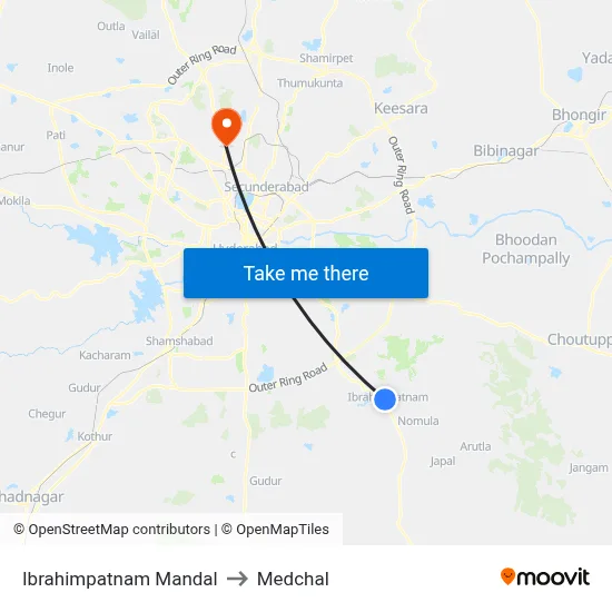 Ibrahimpatnam Mandal to Medchal map