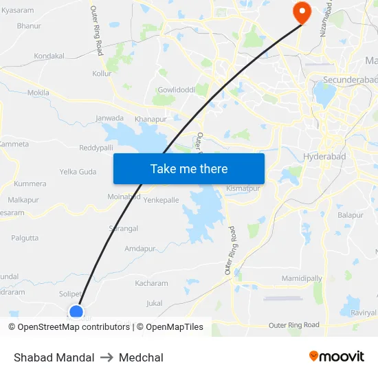 Shabad Mandal to Medchal map