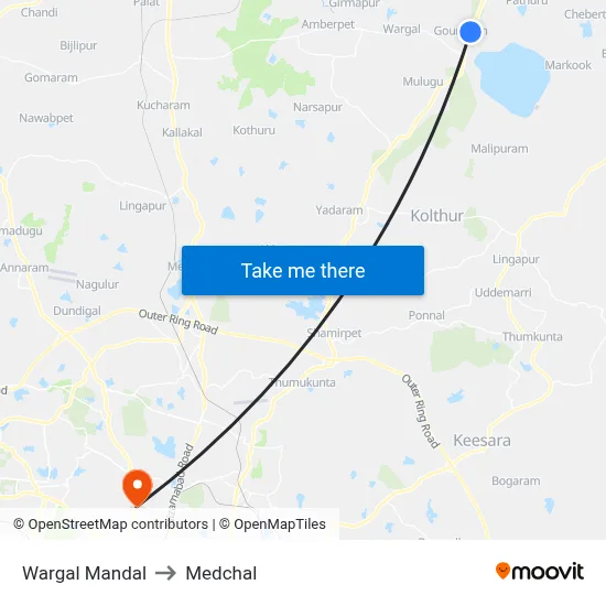 Wargal Mandal to Medchal map