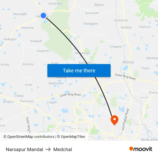 Narsapur Mandal to Medchal map