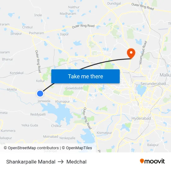 Shankarpalle Mandal to Medchal map